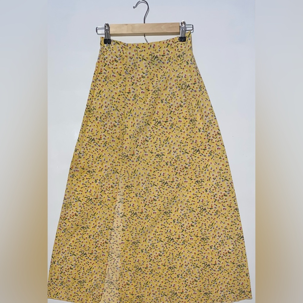 SHEIN Floral Yellow Maxi Skirt